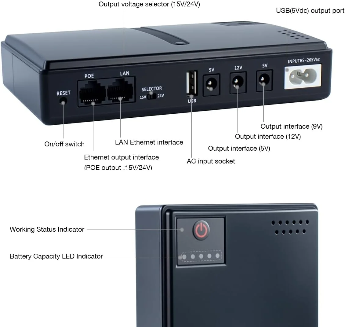 منبع تغذیه مینی DC UPS با خروجی چند ولتاژ 5V/9V/12V - پشتیبان برق بدون وقفه برای روتر، مودم، دوربین های امنیتی - حفاظت قابل اعتماد در برابر قطع برق DC، بدون باتری منبع تغذیه مینی DC UPS با خروجی چند ولتاژ 5V/9V/12V - پشتیبان برق بدون وقفه برای روتر، مودم، دوربین های امنیتی - حفاظت قابل اعتماد در برابر قطع برق DC، بدون باتری