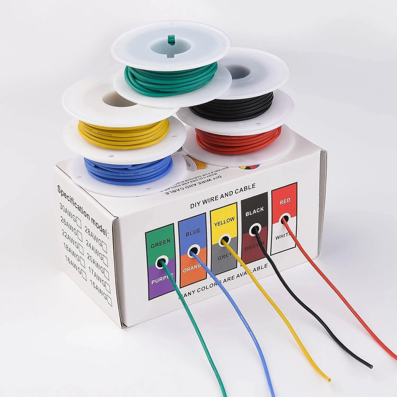سیم برق سیلیکونی انعطاف پذیر TERRIFI با اندازه 22AWG، سیم مسی قلع اندود شده رشته ای با اندازه 20، قطر خارجی: 1.8 میلی متر، 5 رنگ، هر کدام 5 متر، کیت سیم اتصال برق DIY سیم برق سیلیکونی انعطاف پذیر TERRIFI با اندازه 22AWG، سیم مسی قلع اندود شده رشته ای با اندازه 20، قطر خارجی: 1.8 میلی متر، 5 رنگ، هر کدام 5 متر، کیت سیم اتصال برق DIY