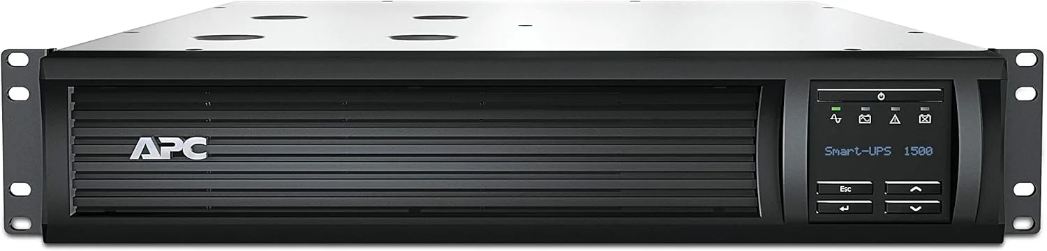 منبع تغذیه بدون وقفه (UPS) مدل APC SMT1500RMI2UC با تکنولوژی Line-Interactive، ظرفیت 1500VA و 6 خروجی AC