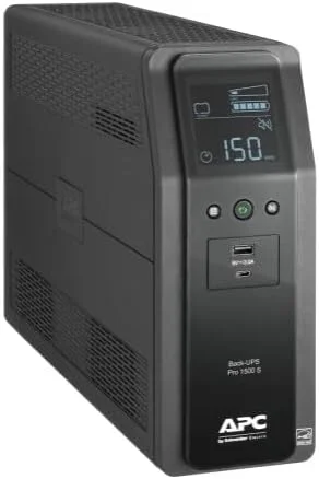محافظ برق و باتری پشتیبان موج سینوسی APC، مدل BR1500ms2، منبع تغذیه باتری پشتیبان 1500 ولت آمپر، 10 عدد NEMA 5-15R، AVR همراه با حافظه USB 16 گیگابایتی