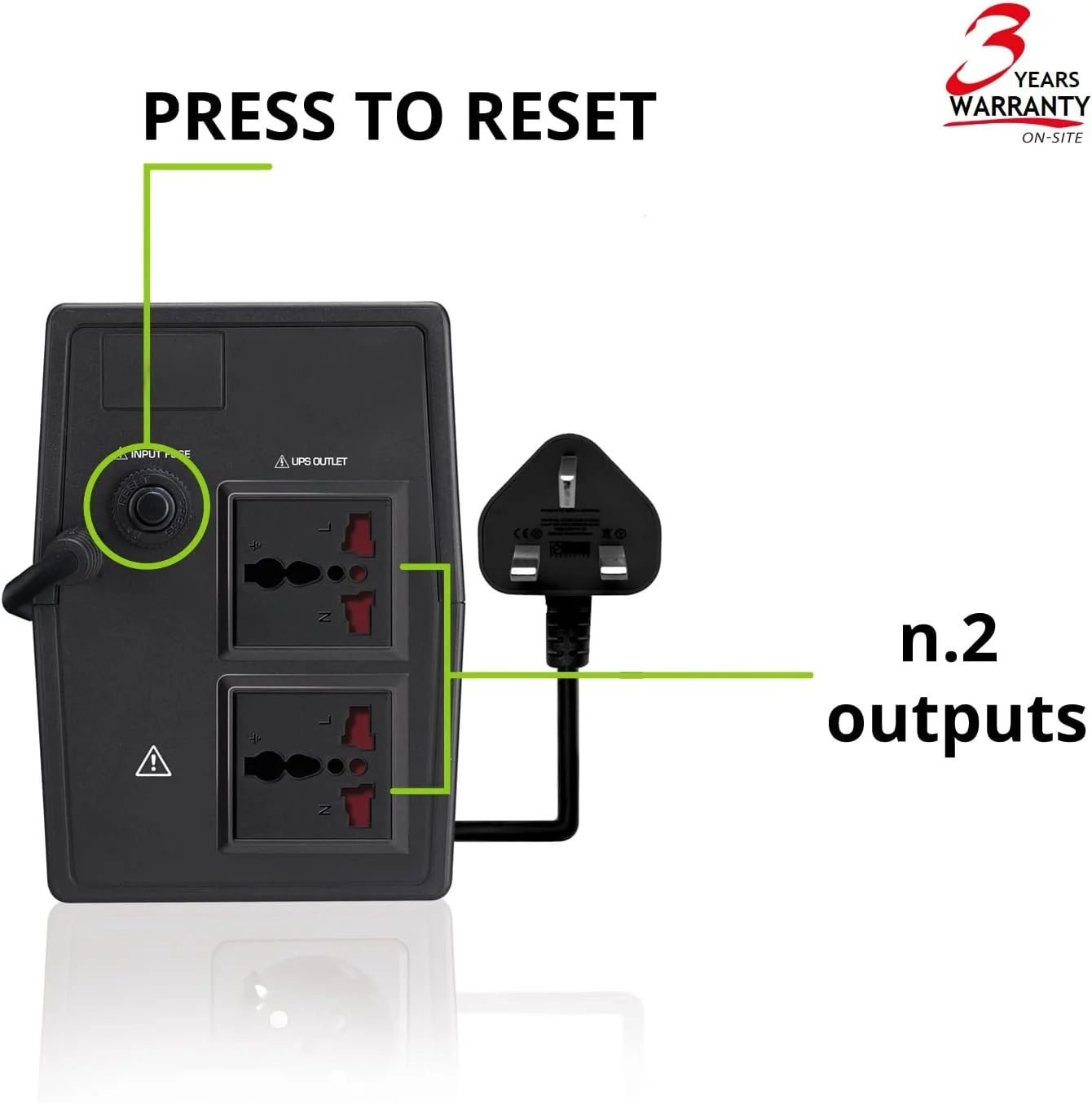 منبع تغذیه بدون وقفه تکنوور مدل ERA PLUS 800 TOGETHER ON - دارای 2 پریز خروجی یونیورسال - توان 800 ولت آمپر منبع تغذیه بدون وقفه تکنوور مدل ERA PLUS 800 TOGETHER ON - دارای 2 پریز خروجی یونیورسال - توان 800 ولت آمپر