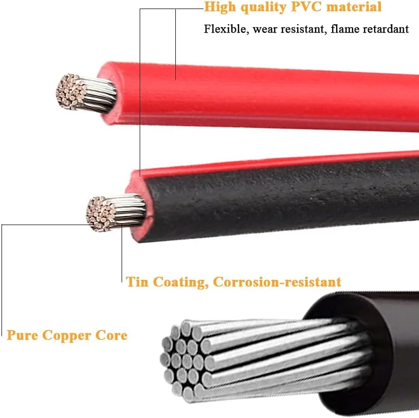 سیم برق افشان 20 AWG، 20 متر، قرمز/مشکی، سیم 2 رشته، سیم ولتاژ پایین 20 گیج، کابل برق مسی قلع اندود برای خانه، چراغ LED، لامپ به همراه 10 عدد اتصال دهنده سیم رایگان سیم برق افشان 20 AWG، 20 متر، قرمز/مشکی، سیم 2 رشته، سیم ولتاژ پایین 20 گیج، کابل برق مسی قلع اندود برای خانه، چراغ LED، لامپ به همراه 10 عدد اتصال دهنده سیم رایگان
