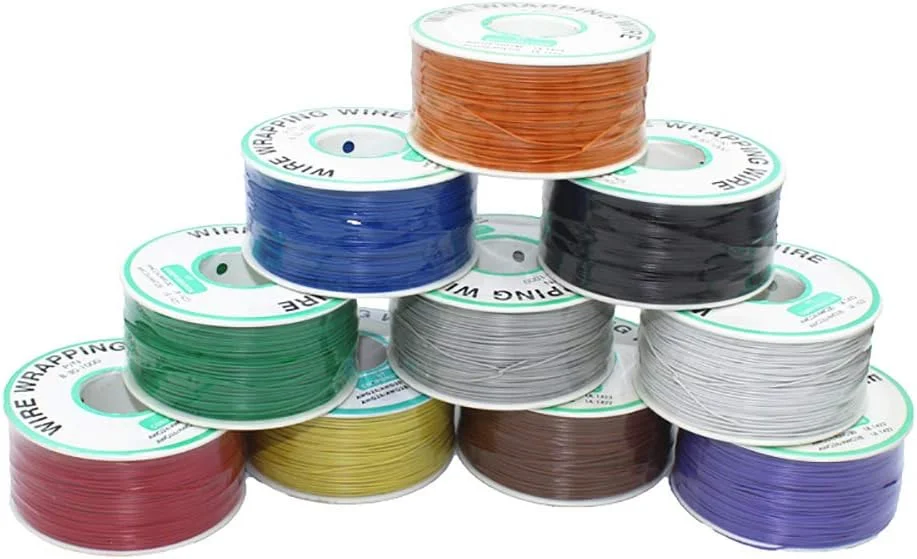 سیم عایق رنگی 250 متری برای تست کابل، سیم مسی قلع اندود جامد 30AWG 0.25 میلی متر برای سیم پیچی تست الکترونیکی لپ تاپ سیم عایق رنگی 250 متری برای تست کابل، سیم مسی قلع اندود جامد 30AWG 0.25 میلی متر برای سیم پیچی تست الکترونیکی لپ تاپ