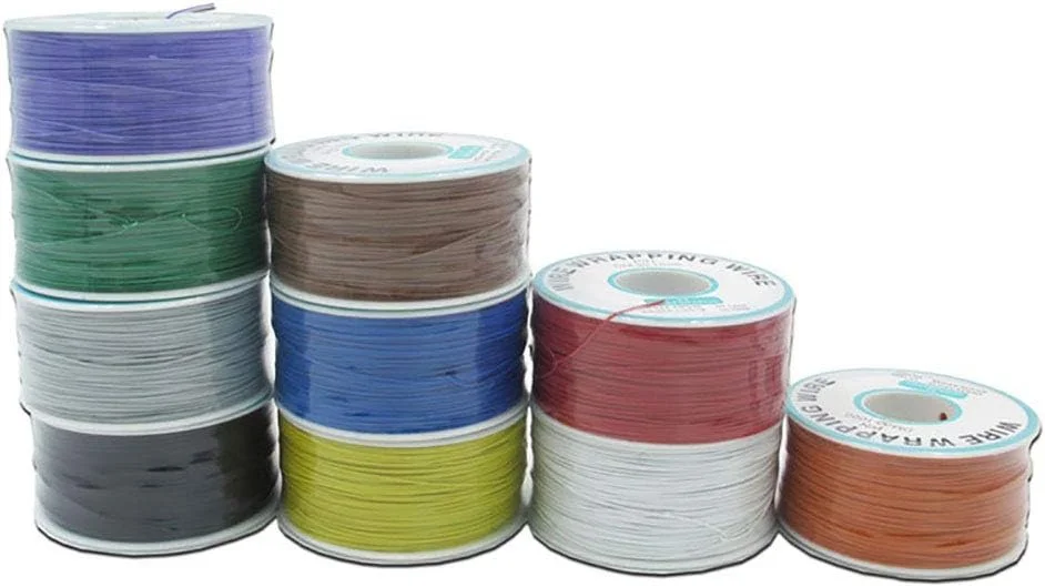 سیم عایق رنگی 250 متری برای تست کابل، سیم مسی قلع اندود جامد 30AWG 0.25 میلی متر برای سیم پیچی تست الکترونیکی لپ تاپ سیم عایق رنگی 250 متری برای تست کابل، سیم مسی قلع اندود جامد 30AWG 0.25 میلی متر برای سیم پیچی تست الکترونیکی لپ تاپ