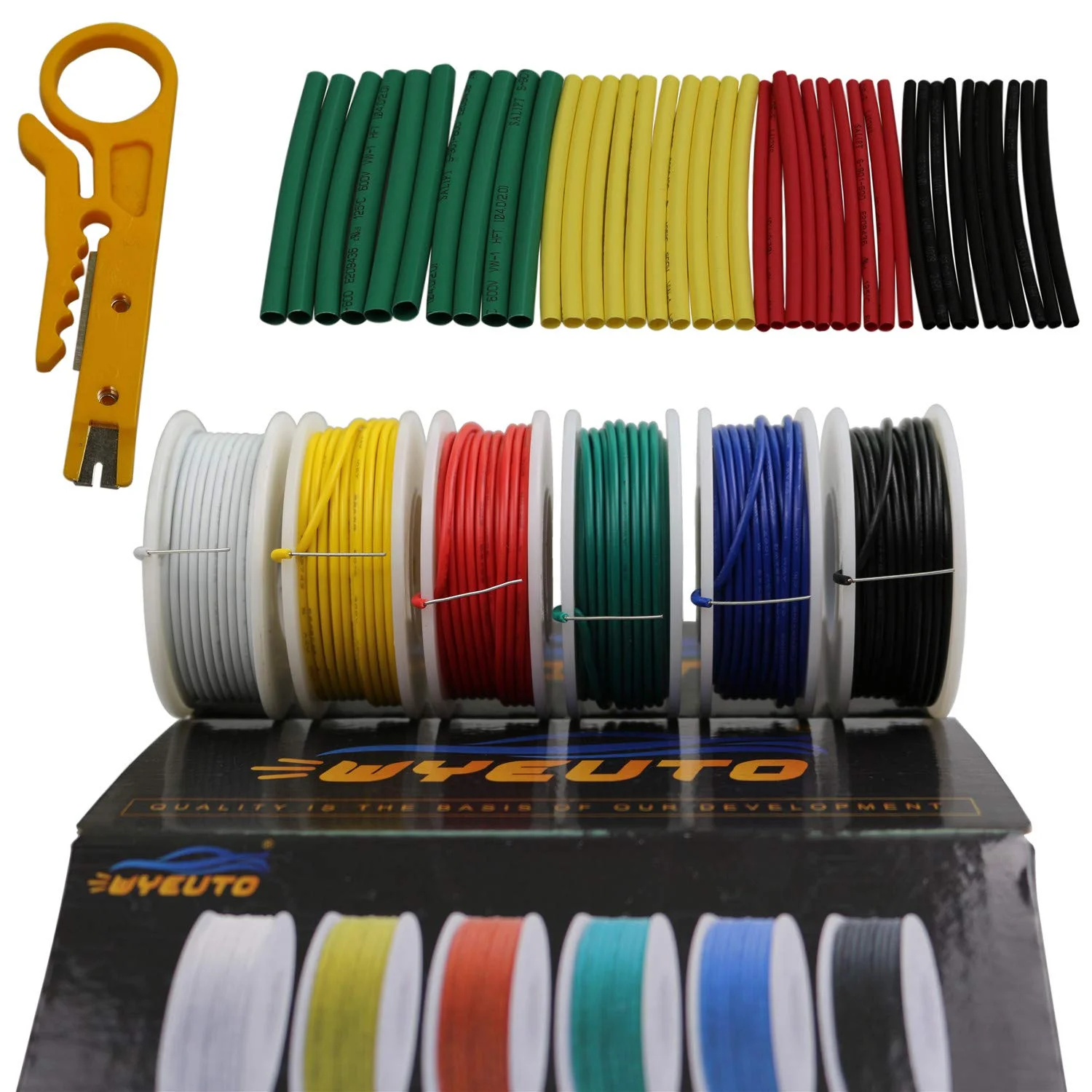 کیت سیم برق PVC گیج 24 - 6 رنگ (قرمز، آبی، سبز، زرد، مشکی، سفید) - 10 متر طول هر کدام - سازگار با تمام دستگاه های 24 AWG، 300 ولت - مس قلع اندود کیت سیم برق PVC گیج 24 - 6 رنگ (قرمز، آبی، سبز، زرد، مشکی، سفید) - 10 متر طول هر کدام - سازگار با تمام دستگاه های 24 AWG، 300 ولت - مس قلع اندود