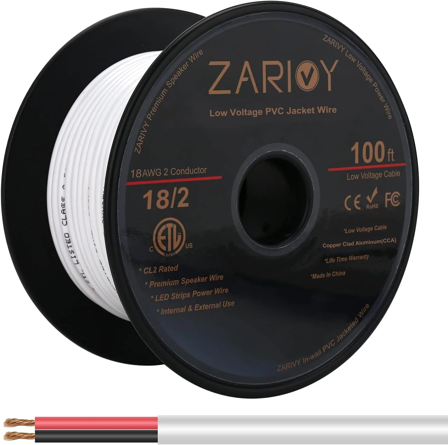 سیم قرمز مشکی 100 فوتی 18 گیج 2 رسانا با روکش سفید CL2 مقاوم در برابر آتش، سیم برق 18AWG برای نوارهای LED، کابل سیم удлинительный برای روشنایی نوار لامپ LED سیم قرمز مشکی 100 فوتی 18 گیج 2 رسانا با روکش سفید CL2 مقاوم در برابر آتش، سیم برق 18AWG برای نوارهای LED، کابل سیم удлинительный برای روشنایی نوار لامپ LED