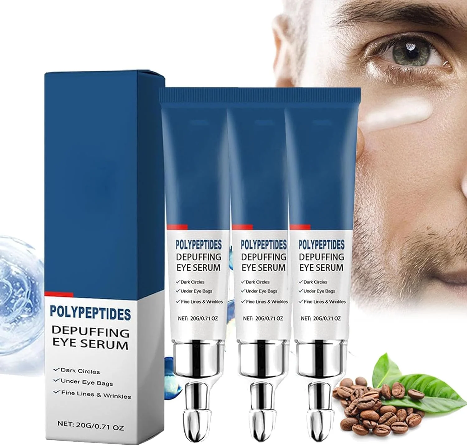 سرم دور چشم پپتیدی ضد پف، کرم دور چشم پلی پپتیدی ضد پف، ژل دور چشم پپتیدی بیدار کننده، کاهش دهنده حلقه های تیره، خطوط و چین و چروک، مرطوب کننده اسانس چشم، 3 عدد سرم دور چشم پپتیدی ضد پف، کرم دور چشم پلی پپتیدی ضد پف، ژل دور چشم پپتیدی بیدار کننده، کاهش دهنده حلقه های تیره، خطوط و چین و چروک، مرطوب کننده اسانس چشم، 3 عدد