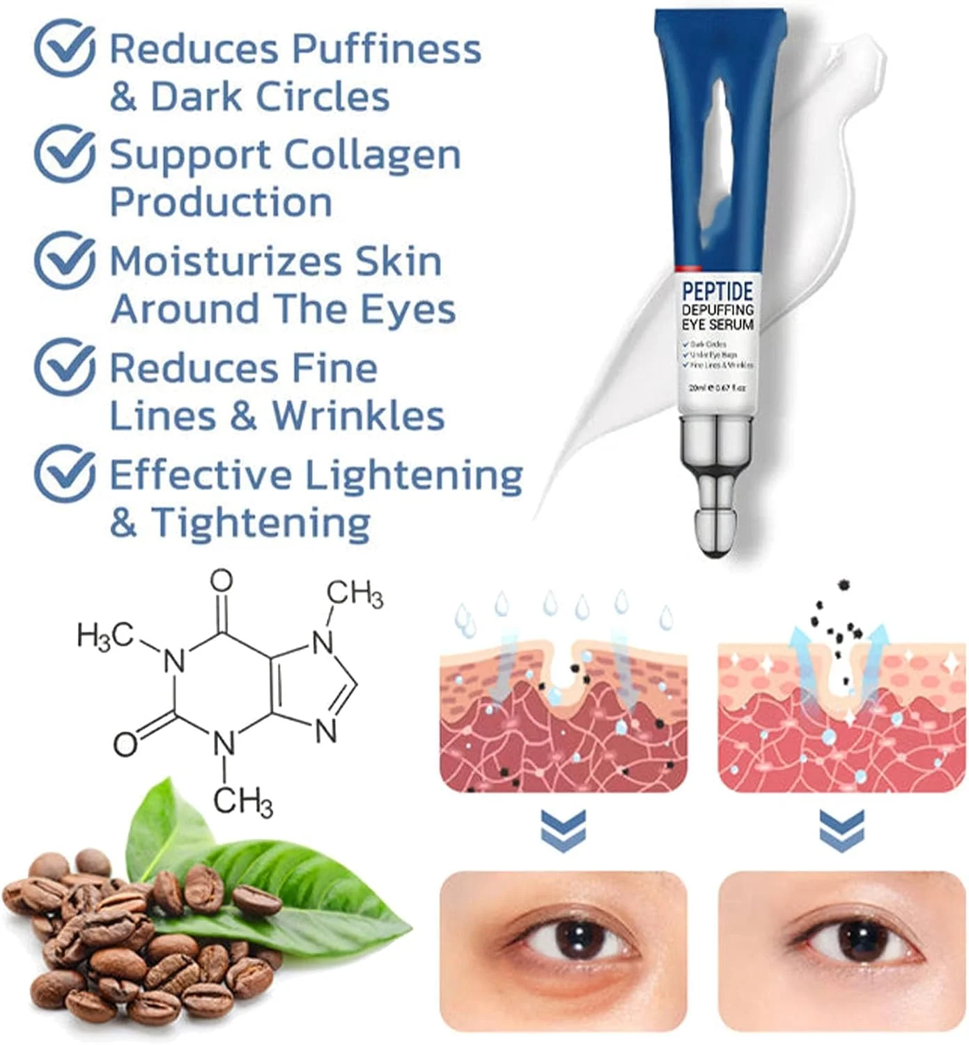 سرم دور چشم پپتیدی ضد پف FAIRZ، کرم دور چشم پلی پپتیدی ضد پف، ژل دور چشم پپتیدی بیدار کننده، کاهش دهنده سیاهی دور چشم، خطوط و چین و چروک، مرطوب کننده اسانس چشم، 3 عدد سرم دور چشم پپتیدی ضد پف FAIRZ، کرم دور چشم پلی پپتیدی ضد پف، ژل دور چشم پپتیدی بیدار کننده، کاهش دهنده سیاهی دور چشم، خطوط و چین و چروک، مرطوب کننده اسانس چشم، 3 عدد