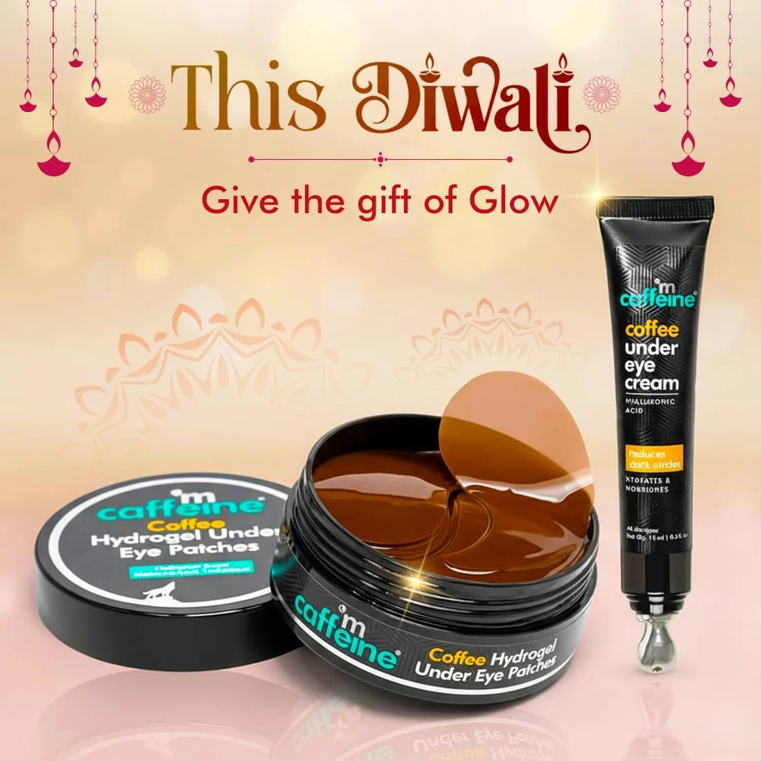 پک کاهش تیرگی دور چشم mCaffeine با کرم دور چشم قهوه و پچ های زیر چشم هیدروژل برای خانم ها و آقایان | محصولات mCaffeine | کاهش پف، خطوط ریز، چین و چروک و آبرسانی | مناسب برای انواع پوست