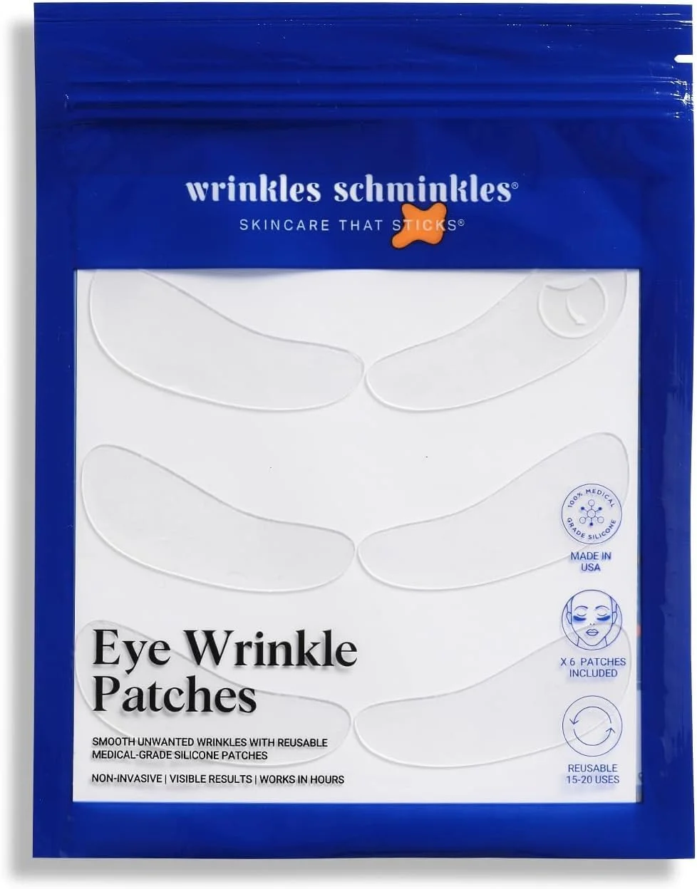 پدهای دور چشم Wrinkles Schminkles - ساخت آمریکا - یک ماه مصرف (3 جفت) - کاهش خطوط پنجه کلاغی، تیرگی، پف و گودی زیر چشم - پدهای سیلیکونی 100% طبی و ضد حساسیت پدهای دور چشم Wrinkles Schminkles - ساخت آمریکا - یک ماه مصرف (3 جفت) - کاهش خطوط پنجه کلاغی، تیرگی، پف و گودی زیر چشم - پدهای سیلیکونی 100% طبی و ضد حساسیت