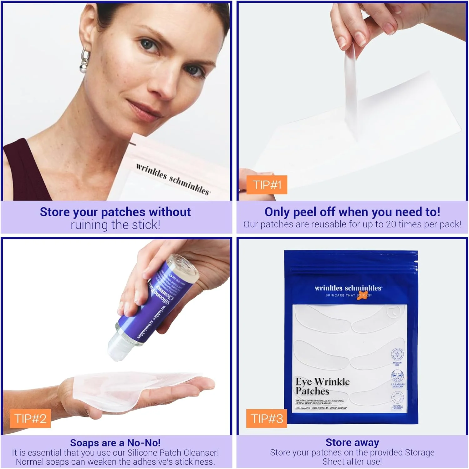 پدهای دور چشم Wrinkles Schminkles - ساخت آمریکا - یک ماه مصرف (3 جفت) - کاهش خطوط پنجه کلاغی، تیرگی، پف و گودی زیر چشم - پدهای سیلیکونی 100% طبی و ضد حساسیت پدهای دور چشم Wrinkles Schminkles - ساخت آمریکا - یک ماه مصرف (3 جفت) - کاهش خطوط پنجه کلاغی، تیرگی، پف و گودی زیر چشم - پدهای سیلیکونی 100% طبی و ضد حساسیت