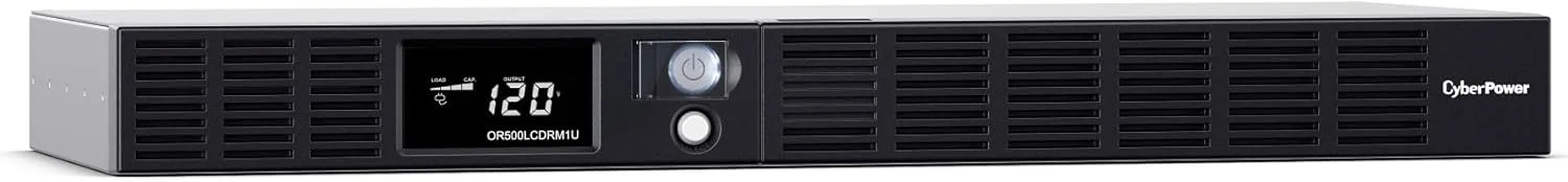 منبع تغذیه بدون وقفه هوشمند CyberPower OR500LCDRM1U با صفحه نمایش LCD، توان 500VA/300W، دارای 6 خروجی، AVR، قابل نصب در رک 1U
