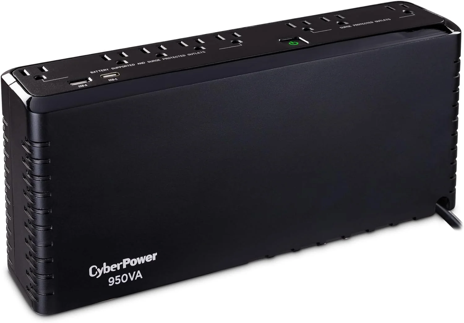منبع تغذیه اضطراری CyberPower SL950U با محافظت از افزایش ولتاژ، 950VA/510W، دارای 8 خروجی، پورت های شارژ USB، طراحی باریک و گواهی UL منبع تغذیه اضطراری CyberPower SL950U با محافظت از افزایش ولتاژ، 950VA/510W، دارای 8 خروجی، پورت های شارژ USB، طراحی باریک و گواهی UL