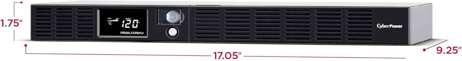 منبع تغذیه بدون وقفه هوشمند CyberPower OR500LCDRM1U با صفحه نمایش LCD، توان 500VA/300W، دارای 6 خروجی، AVR، قابل نصب در رک 1U