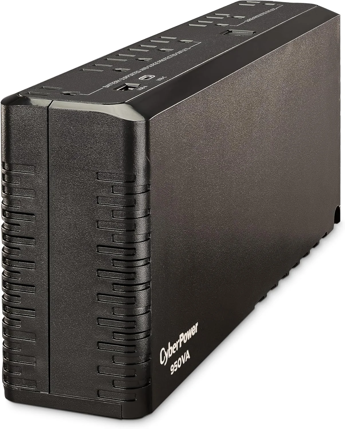 منبع تغذیه اضطراری CyberPower SL950U با محافظت از افزایش ولتاژ، 950VA/510W، دارای 8 خروجی، پورت های شارژ USB، طراحی باریک و گواهی UL