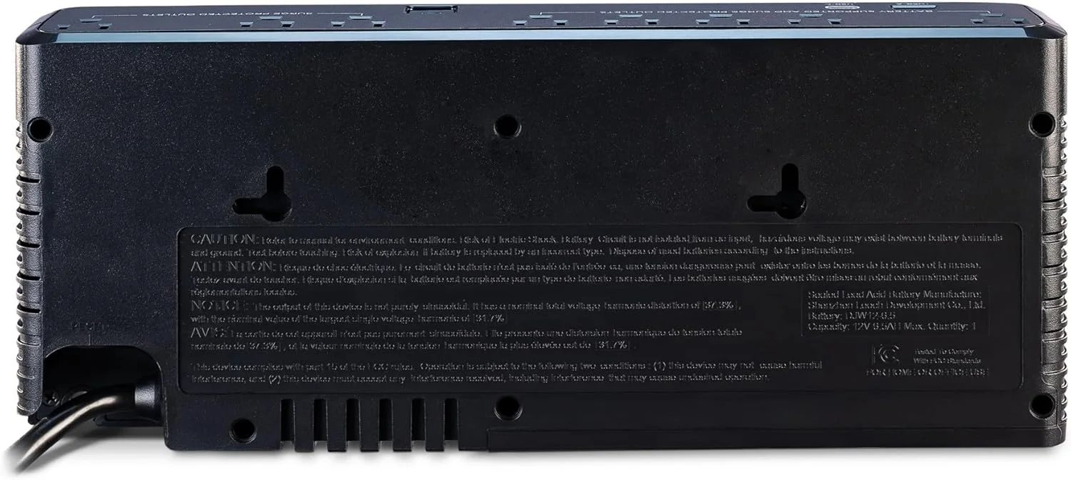 منبع تغذیه اضطراری CyberPower SL950U با محافظت از افزایش ولتاژ، 950VA/510W، دارای 8 خروجی، پورت های شارژ USB، طراحی باریک و گواهی UL