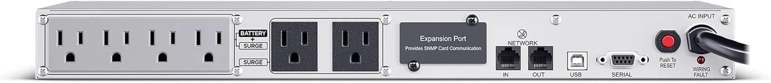 منبع تغذیه پشتیبان باتری و محافظ نوسانات برق سینوسی CyberPower CP500PFCRM1U، 500VA/300W، 6 خروجی، AVR، نصب در رک 1U؛ دارای گواهی UL