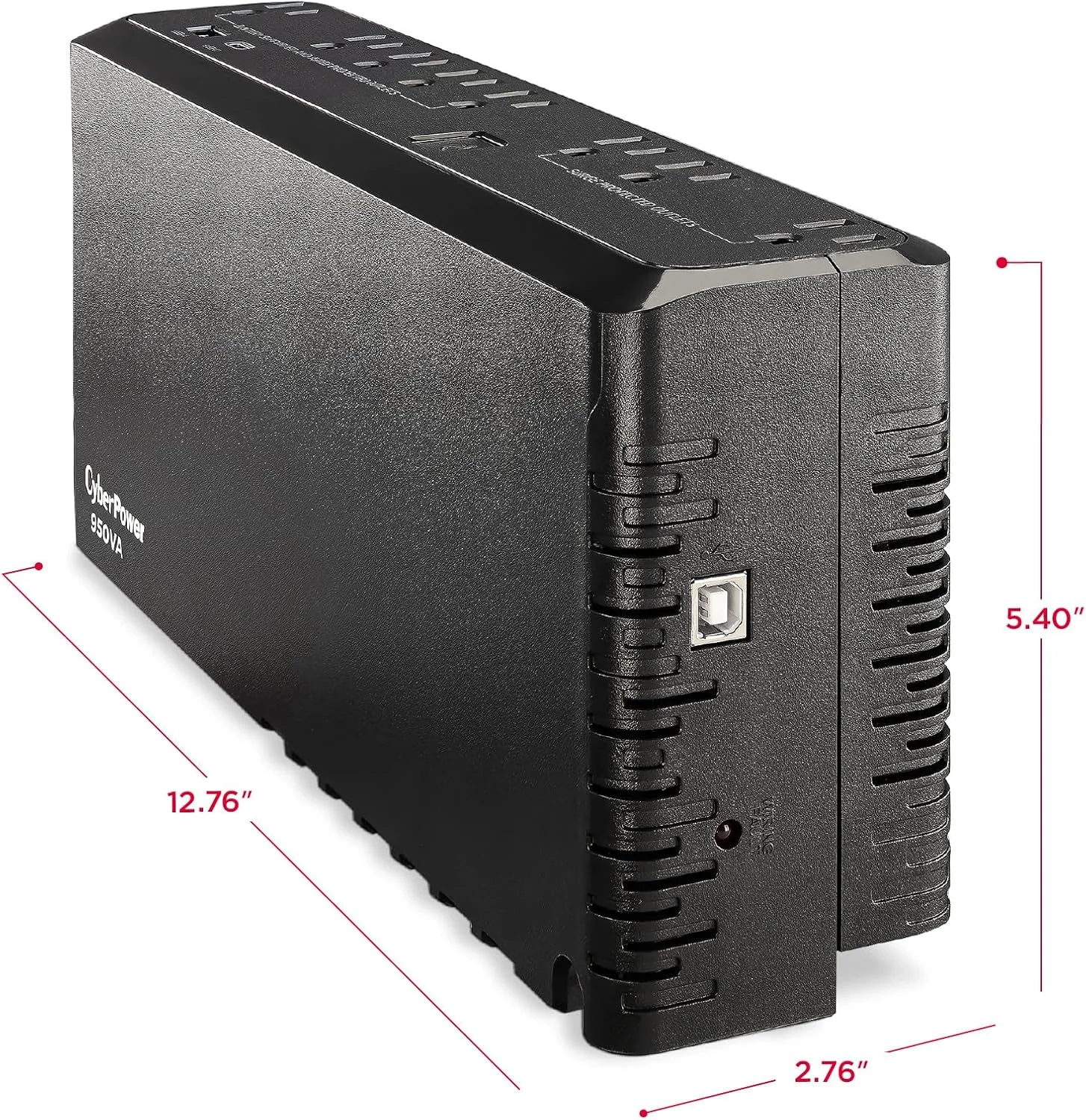 منبع تغذیه اضطراری CyberPower SL950U با محافظت از افزایش ولتاژ، 950VA/510W، دارای 8 خروجی، پورت های شارژ USB، طراحی باریک و گواهی UL