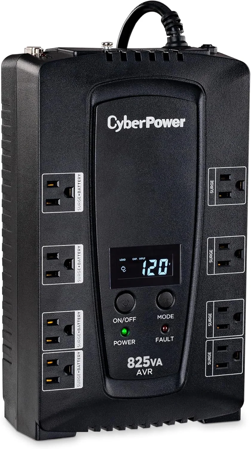 سیستم محافظ برق هوشمند ال سی دی CyberPower CP825AVRLCD، 825VA/450W، 8 خروجی، AVR، جمع و جور سیستم محافظ برق هوشمند ال سی دی CyberPower CP825AVRLCD، 825VA/450W، 8 خروجی، AVR، جمع و جور