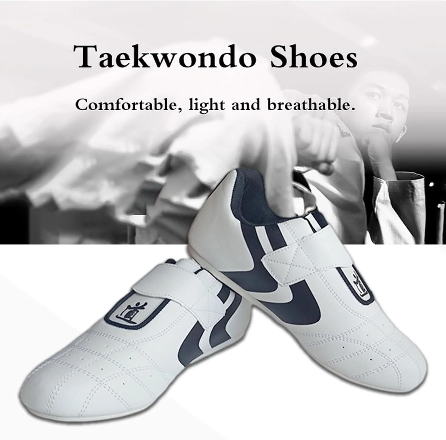 کفش ورزشی آموزش تکواندو، کفش آموزش تکواندو، کفش ورزشی هنرهای رزمی سبک وزن، ضد لغزش، مقاوم در برابر سایش، ضد ضربه، مناسب برای تکواندو، بوکس، کاراته، کونگ فو، تای چی.