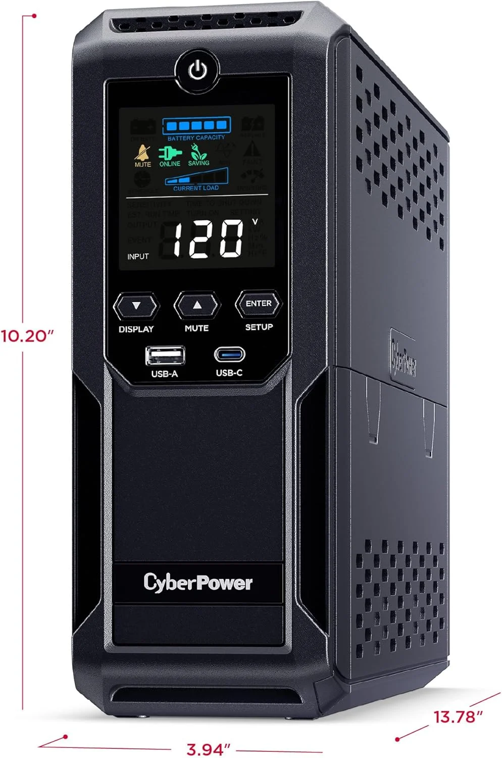 سیستم محافظ برق هوشمند ال سی دی CyberPower CP1500AVRLCD3، 1500VA/900W، 12 خروجی، 2 پورت USB، AVR، مینی تاور، مشکی سیستم محافظ برق هوشمند ال سی دی CyberPower CP1500AVRLCD3، 1500VA/900W، 12 خروجی، 2 پورت USB، AVR، مینی تاور، مشکی