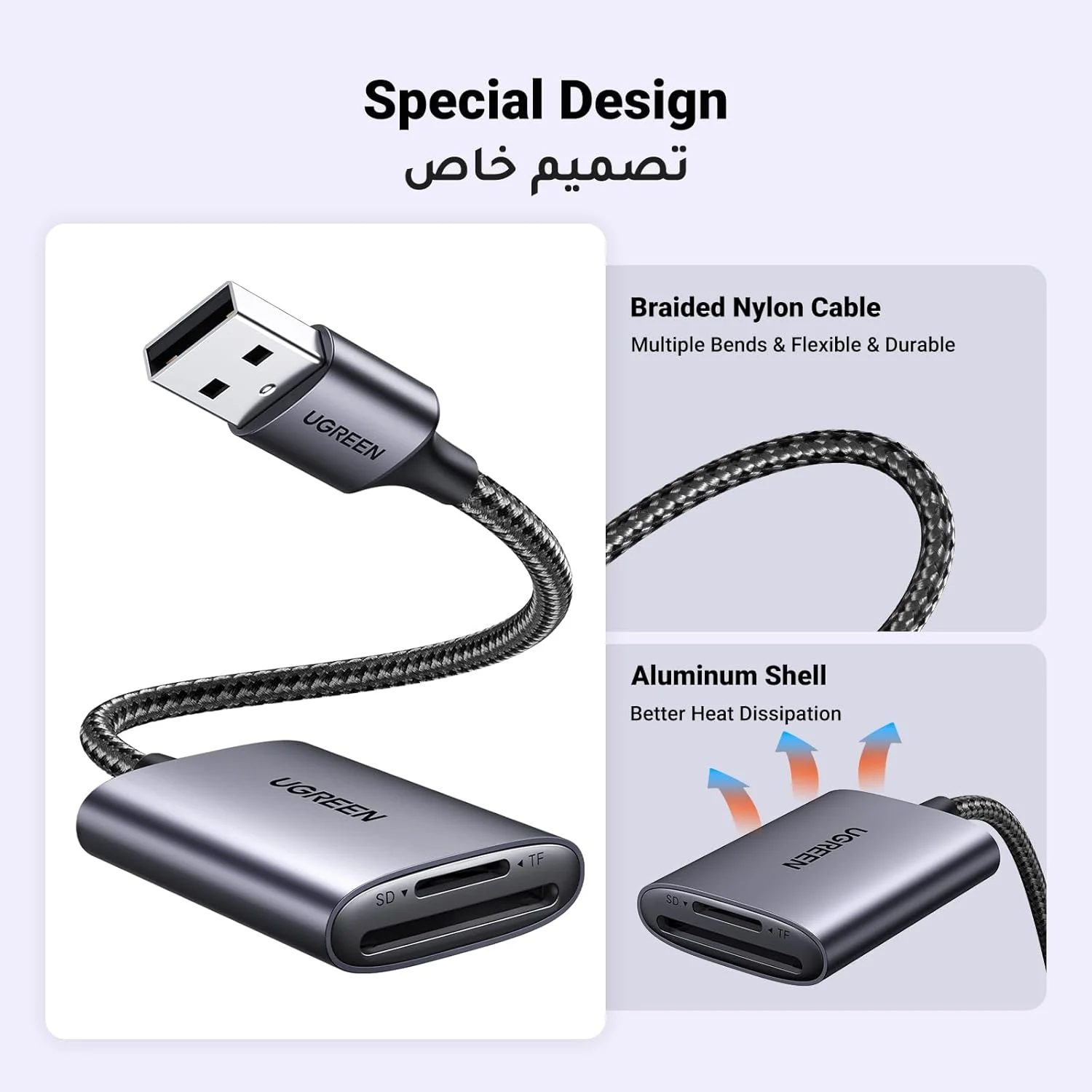 کارت خوان SD یوگرین USB 3.0 به آداپتور کارت Micro SD آلومینیومی 2 پورت برای TF، Micro، SDXC، SDHC برای SanDisk، ویندوز، لینوکس، MacOS، PC، لپ تاپ، دوربین کارت خوان SD یوگرین USB 3.0 به آداپتور کارت Micro SD آلومینیومی 2 پورت برای TF، Micro، SDXC، SDHC برای SanDisk، ویندوز، لینوکس، MacOS، PC، لپ تاپ، دوربین