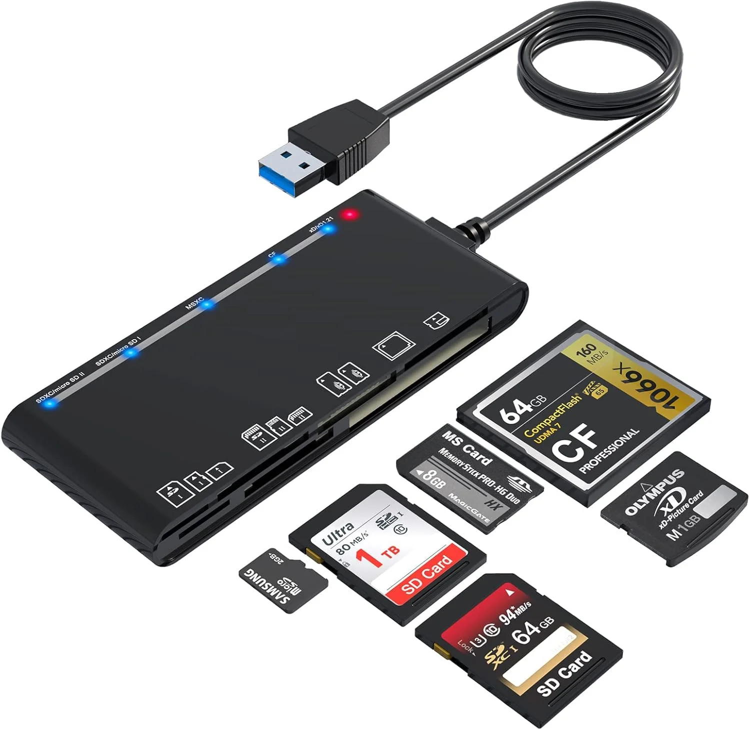 کارت خوان حافظه USB 3.0 NALACAL، آداپتور چند کارته 7 در 1 با سرعت 5 گیگابیت بر ثانیه، خواندن و نوشتن برای کارت های SD SDXC SDHC CF CFI TF XD Micro SD Micro SDXC Micro SDHC MS MMC UHS-I برای ویندوز، مک و لینوکس کارت خوان حافظه USB 3.0 NALACAL، آداپتور چند کارته 7 در 1 با سرعت 5 گیگابیت بر ثانیه، خواندن و نوشتن برای کارت های SD SDXC SDHC CF CFI TF XD Micro SD Micro SDXC Micro SDHC MS MMC UHS-I برای ویندوز، مک و لینوکس