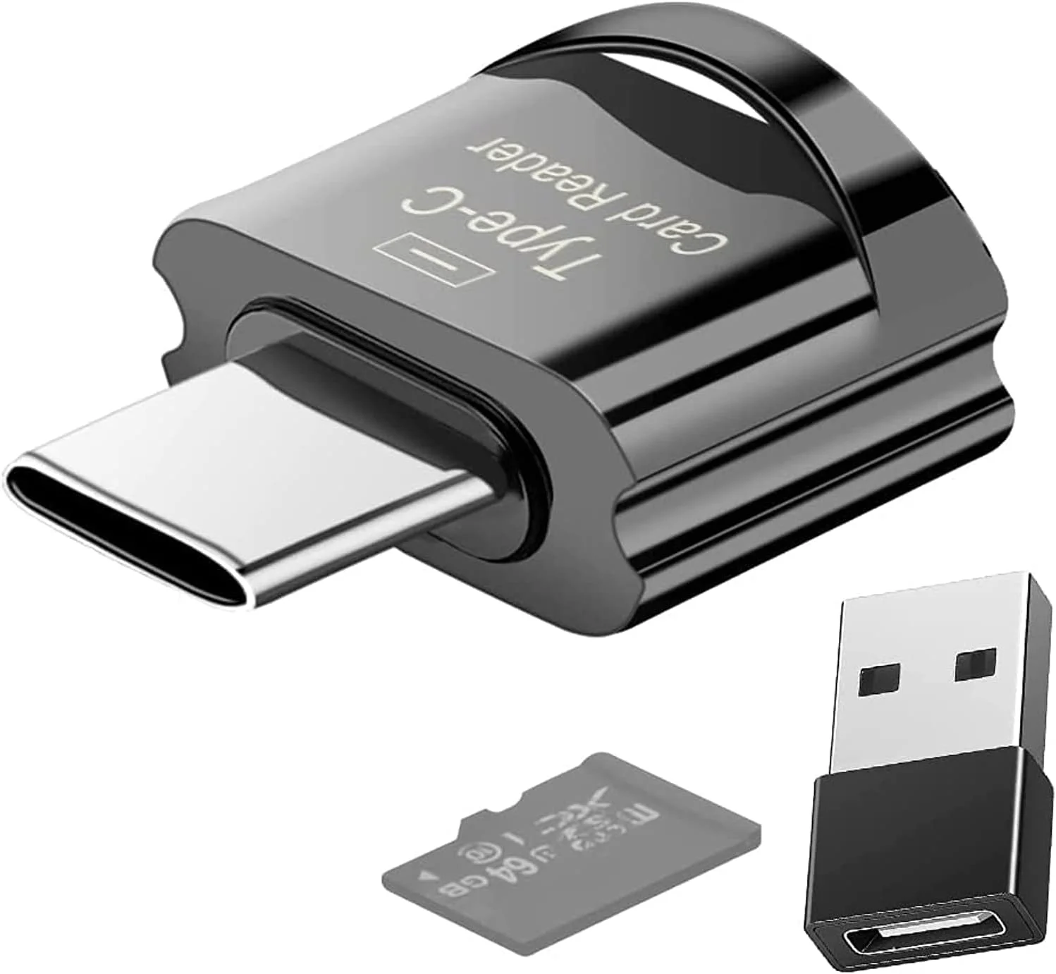 کارت خوان میکرو SD آزون، کارت خوان USB C TF، کارت خوان کارت حافظه USB C به TF به همراه آداپتور USB C به USB سازگار با مک بوک، لپ تاپ ها و تلفن های اندرویدی