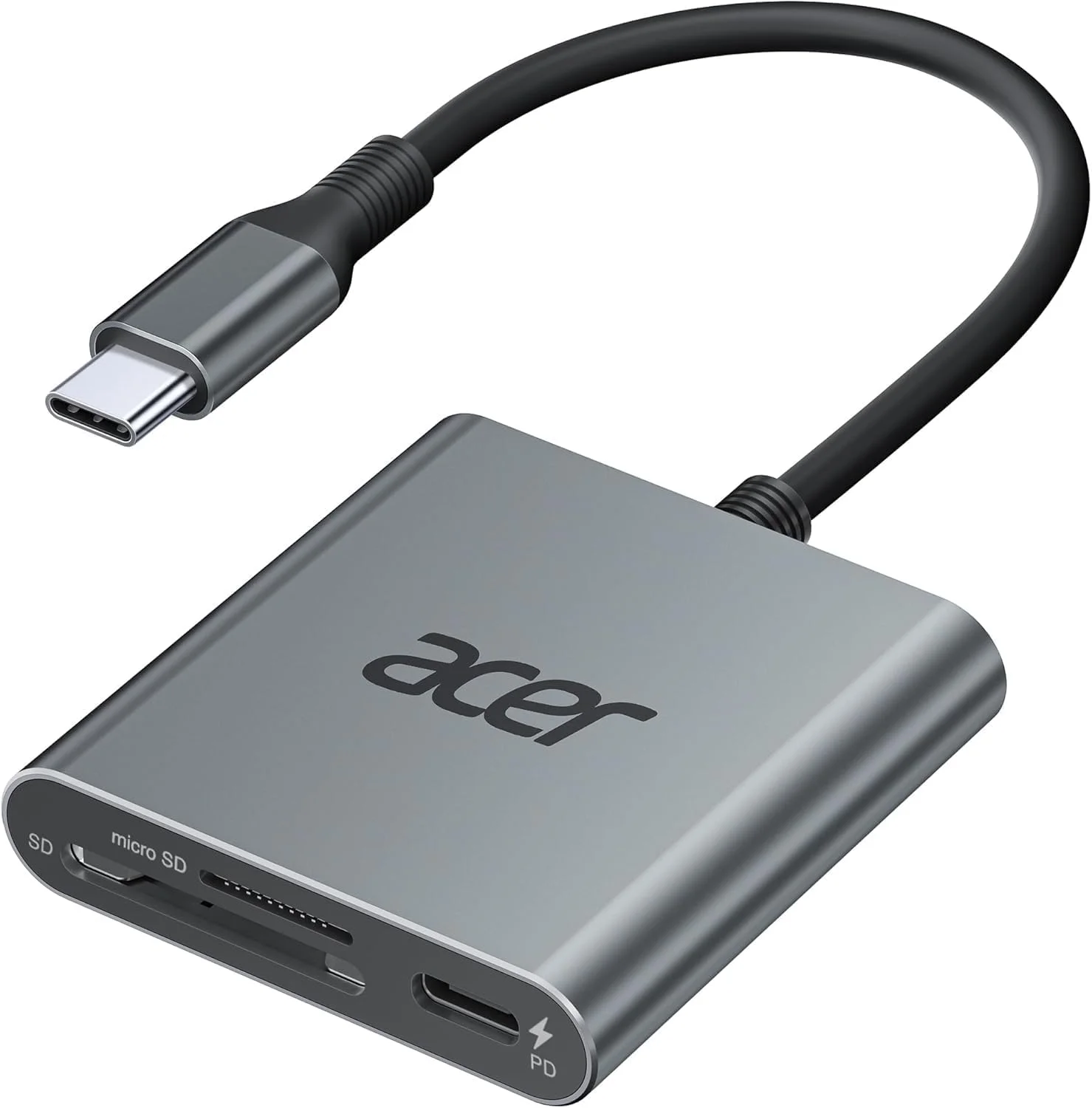 کارت خوان Acer UHS-II USB C SD [PD 100W] آداپتور 3 در 1 Type-C SD 4.0 برای MicroSD, SDXC, SDHC, MMC, RS-MMC سازگار با iPhone 16/15, MacBook, لپ تاپ, تبلت, دوربین