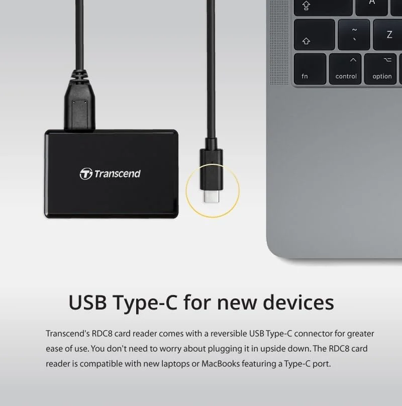 کارت خوان Transcend TS RDC8K2 MicroUSB به USB Type C، مشکی