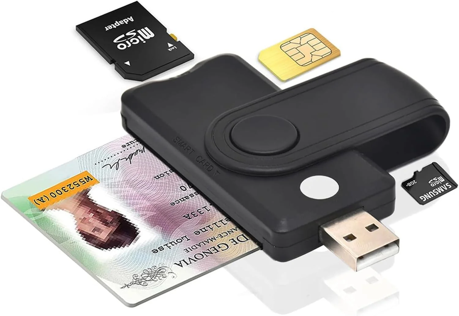 کارت خوان هوشمند CAC، آداپتور کارت 5 در 1 USB SIM/SD/TF/ID/IC سازگار با ویندوز، لینوکس/یونیکس، MacOS X کارت خوان هوشمند CAC، آداپتور کارت 5 در 1 USB SIM/SD/TF/ID/IC سازگار با ویندوز، لینوکس/یونیکس، MacOS X