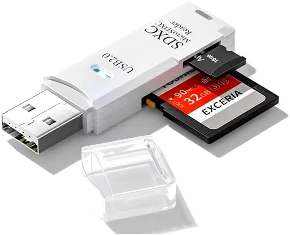 کارت خوان USB دو-در-یک، کارت خوان حافظه میکرو SD و TF برای کامپیوتر و لپ تاپ، مشکی یا سفید کارت خوان USB دو-در-یک، کارت خوان حافظه میکرو SD و TF برای کامپیوتر و لپ تاپ، مشکی یا سفید