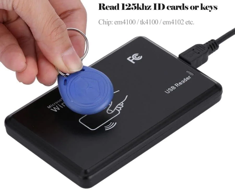 دستگاه کارتخوان رومیزی USB روبیک RFID 125Khz (خواندن 10 رقم اول) بدون تماس برای سیستم عامل های ویندوز و لینوکس EM4100 TK4100 T5200 T5577