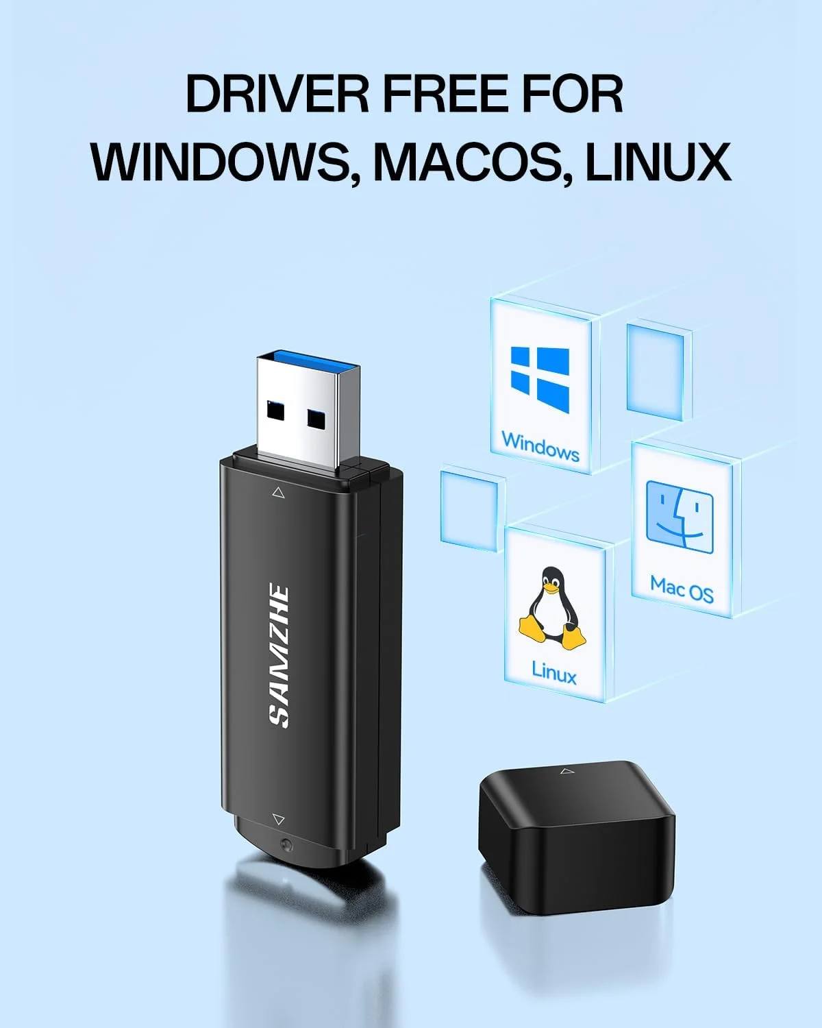 کارت خوان حافظه SAMZHE SD با USB 3.0، آداپتور کارت حافظه 5 گیگابیت بر ثانیه برای TF SD Micro SD SDXC SDHC MMC RS-MMC Micro SDXC Micro SDHC UHS-I سازگار با مک، ویندوز، لینوکس، کروم، کامپیوتر و لپ تاپ