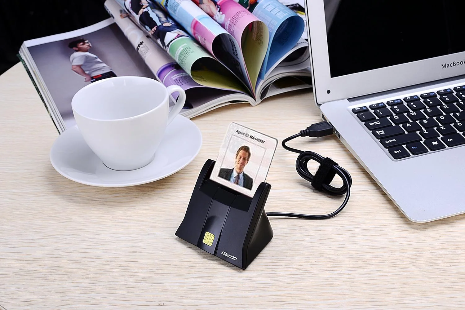 دستگاه کارتخوان هوشمند Saicoo DOD Military USB Common Access CAC، سازگار با Mac OS، Win - نسخه عمودی