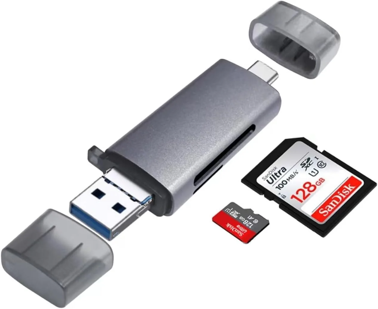 کارت خوان دوگانه NALACAL - آداپتور کارت حافظه USB 2.0 و USB-C، انتقال داده با سرعت بالا، سازگار با مک بوک، گلکسی، لپ تاپ، دستگاه های اندرویدی، پشتیبانی از SD/SDXC/MicroSD/UHS-I
