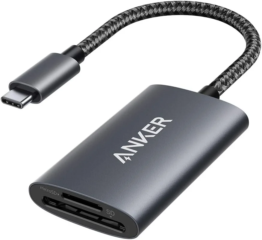 کارت خوان USB-C SD 4.0 انکر، PowerExpand+ کارت خوان حافظه 2 در 1 با اتصالات دوگانه، برای کارت های SDXC، SDHC، SD، MMC، RS-MMC، Micro SDXC، Micro SD، Micro SDHC، UHS-II و UHS-I