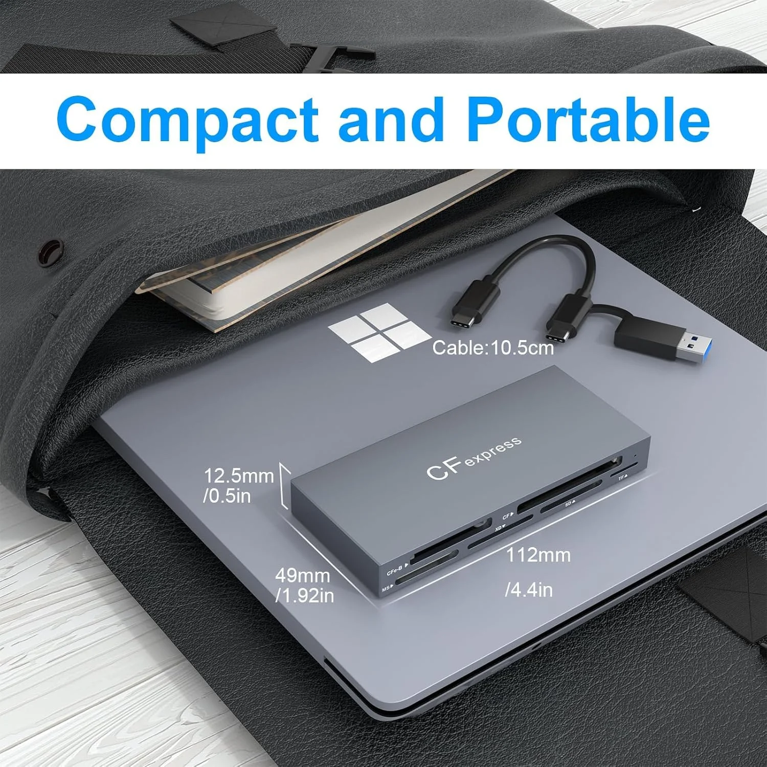 کارت خوان 6 در 1 NALACAL برای CFexpress/XD/CF/SD/TF/MS با پورت USB C و USB 3.2 (10Gbps)، کارت خوان SD برای ویندوز 10/8.1/8/7/Vista/XP، مک OS، لینوکس، اندروید، Plug and Play