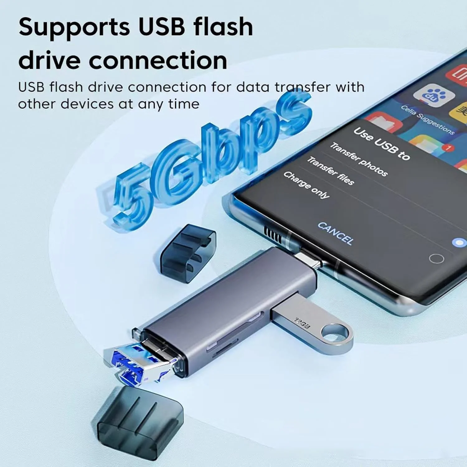 کارت خوان دوگانه NALACAL - آداپتور کارت حافظه USB 2.0 و USB-C، انتقال داده با سرعت بالا، سازگار با مک بوک، گلکسی، لپ تاپ، دستگاه های اندرویدی، پشتیبانی از SD/SDXC/MicroSD/UHS-I