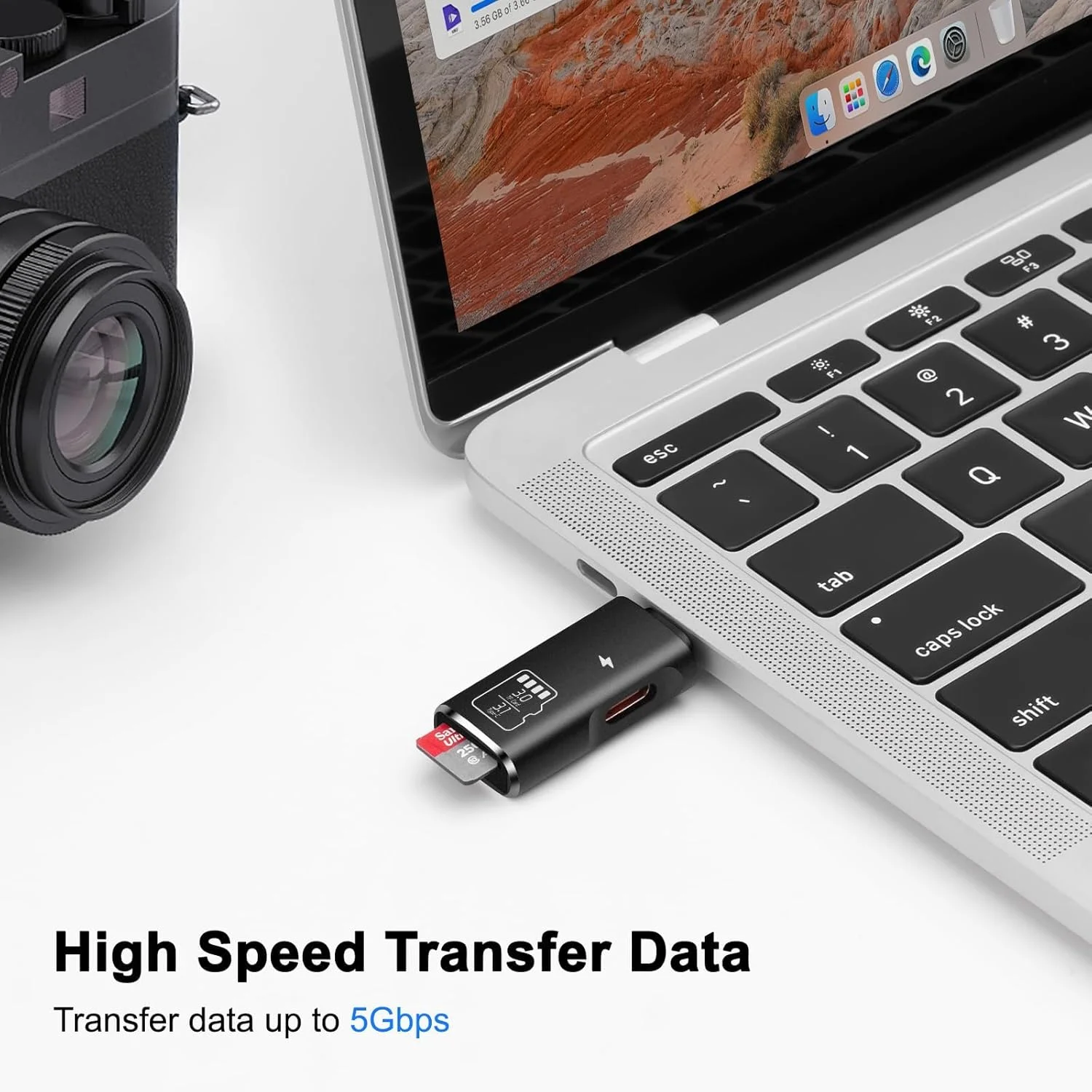 کارت خوان TF نالاکال، کارت خوان میکرو SD و شارژ PD تایپ C 15 واتی، آداپتور کارت خوان حافظه TF تایپ C سازگار با لپ تاپ ها، مک بوک، سامسونگ گلکسی (مشکی)