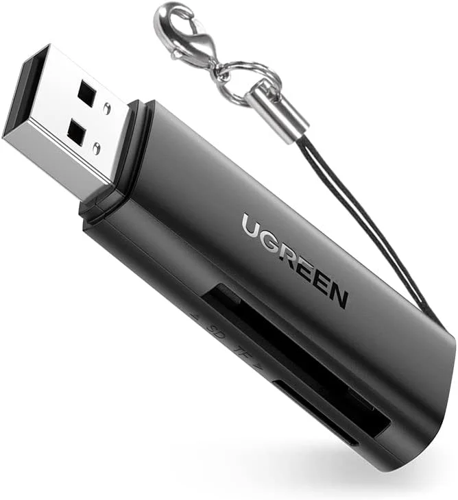 کارت خوان SD یوگرین، کارت خوان حافظه USB 3.0 دو اسلاته با سرعت بالا 5 گیگابیت بر ثانیه، آداپتور قابل حمل برای SD SDXC SDHC MMC RS-MMC Micro SD TF SDXC Micro SDHC برای مک، ویندوز، لینوکس، کروم بوک، PS4 و غیره