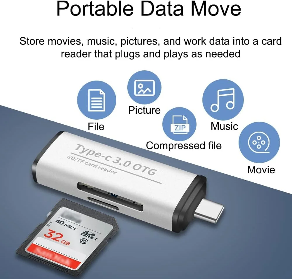 کارت خوان USB C نالاکال با آداپتور USB3.0 OTG، خواندن اطلاعات در کارت SD یا Micro SD/TF با سرعت بالا از طریق پورت Type-C تلفن/تبلت/کامپیوتر