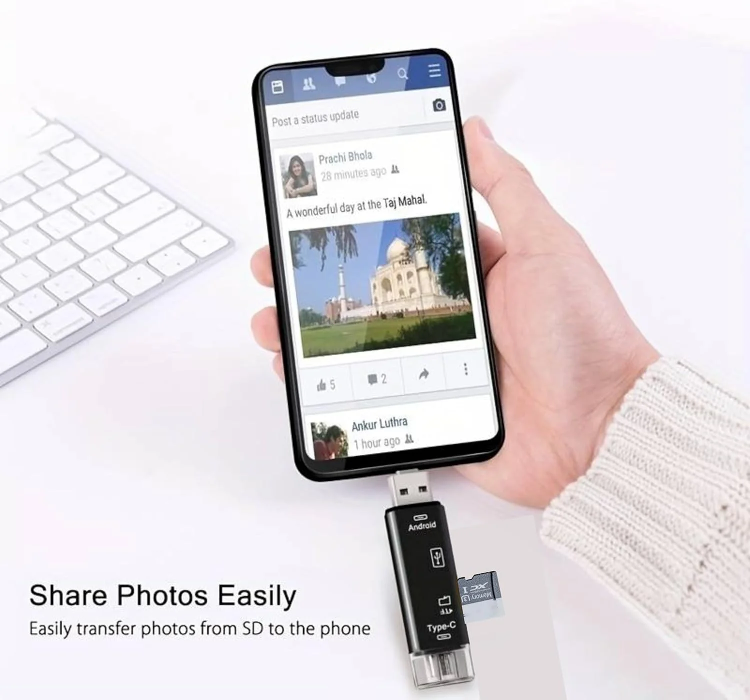 کارت خوان حافظه NALACAL، کارت خوان 5 در 1 USB Type C Micro SD، آداپتور کارت خوان OTG دو اسلات TF SDXC SDHC، توسعه دهنده دیسک U اندروید، کارت خوان SD با ظرفیت بالا