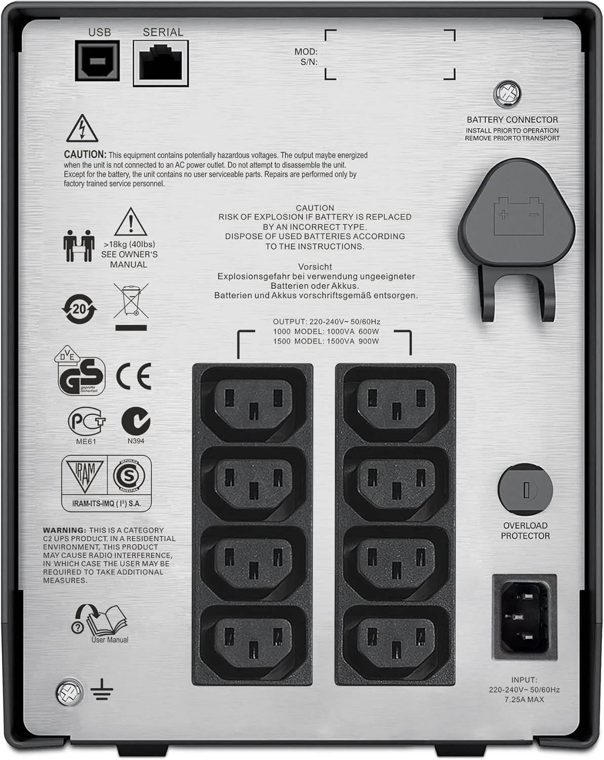 منبع تغذیه بدون وقفه APC SmartUPS C 1000VA LCD 230V مدل Tower مشکی منبع تغذیه بدون وقفه APC SmartUPS C 1000VA LCD 230V مدل Tower مشکی