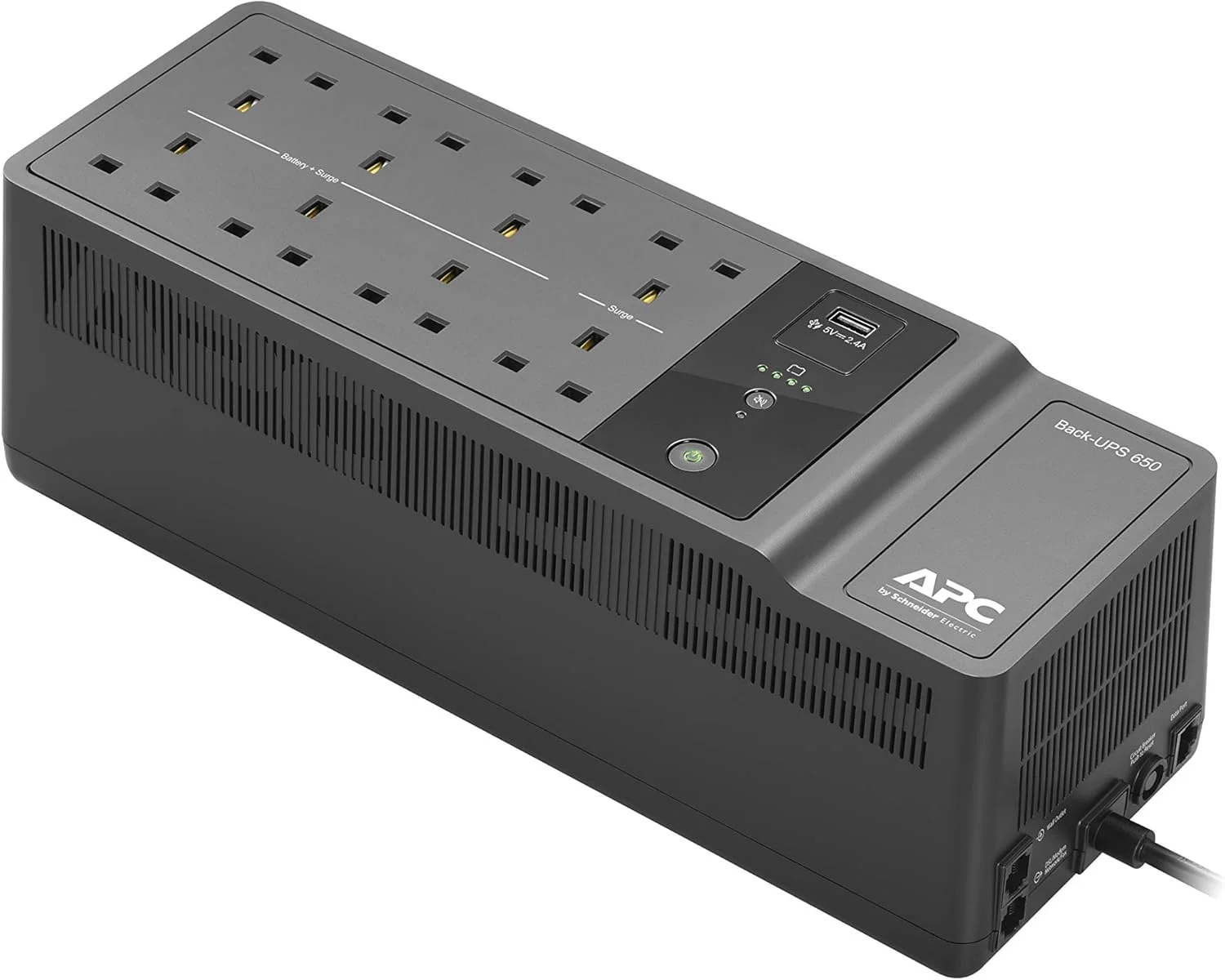 منبع تغذیه بدون وقفه APC BACK-UPS ES - BE650G2-UK - 650VA (8 خروجی، محافظت در برابر نوسانات برق، 1 پورت شارژ USB)