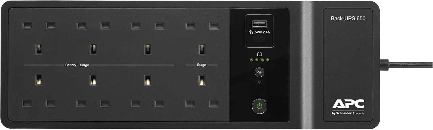 منبع تغذیه بدون وقفه APC BACK-UPS ES - BE650G2-UK - 650VA (8 خروجی، محافظت در برابر نوسانات برق، 1 پورت شارژ USB) منبع تغذیه بدون وقفه APC BACK-UPS ES - BE650G2-UK - 650VA (8 خروجی، محافظت در برابر نوسانات برق، 1 پورت شارژ USB)