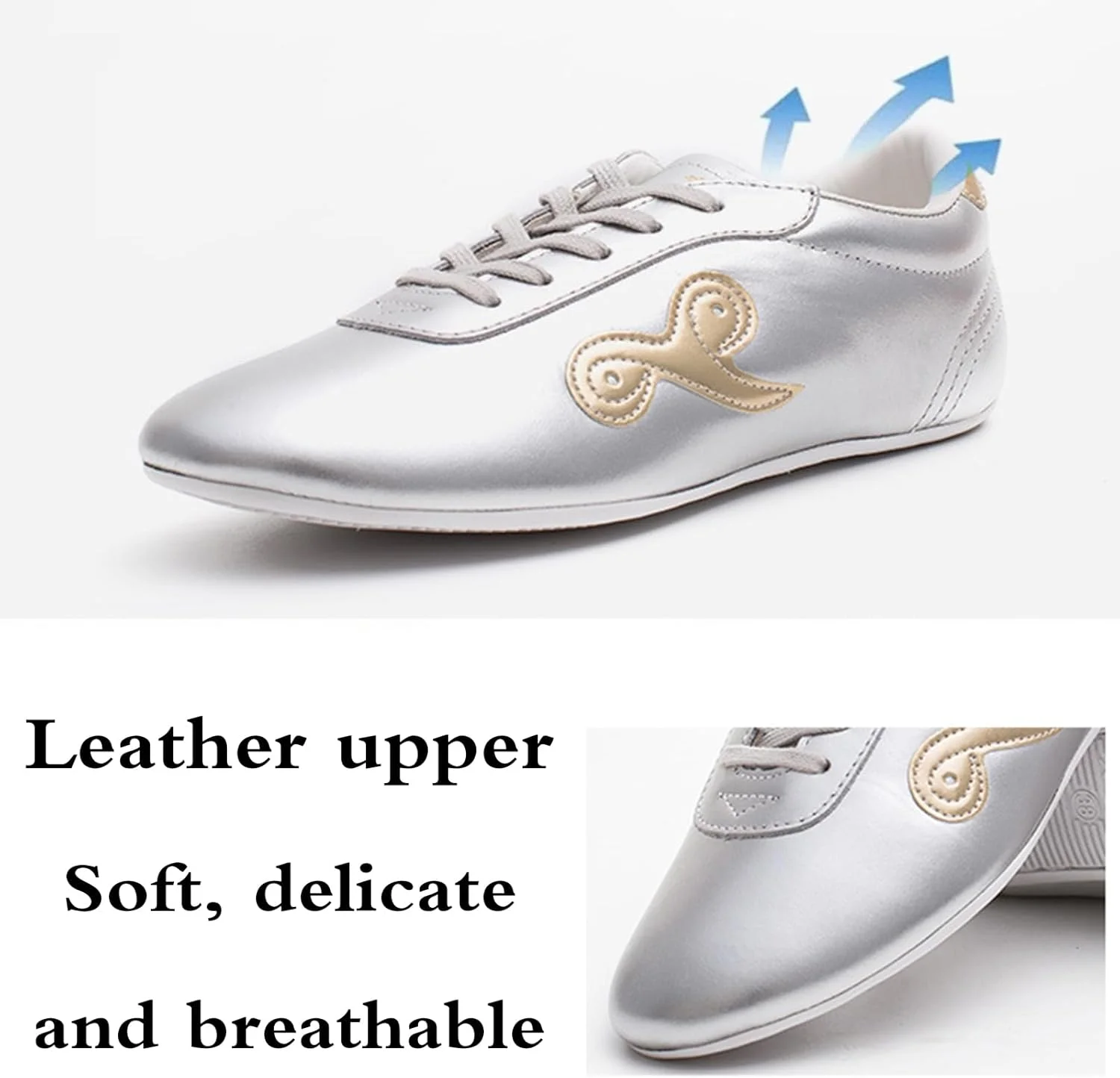 کفش تایچی زنانه، کفش ووشو کونگ فو تایچی، کفش ورزشی هنرهای رزمی سنتی، ضد لغزش، تنفس پذیر، چرم، زیره نرم، مناسب ووشو کاراته کونگ فو تای چی بوکس هنرهای رزمی