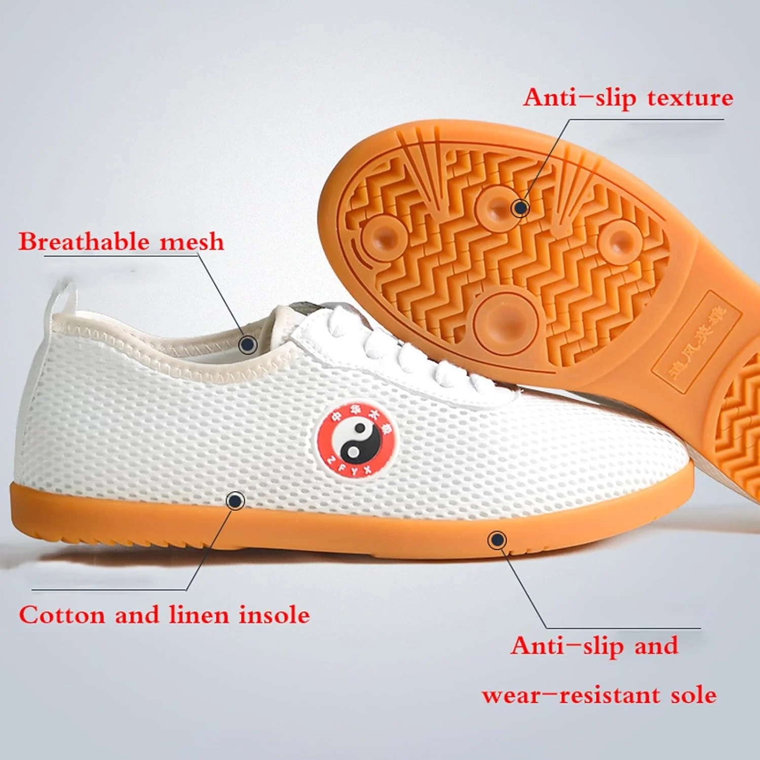 کفش‌های ورزشی تای‌چی، کفش‌های ووشو سنتی چینی، کفش‌های تنفسی تکواندو، کفش‌های کونگ فو، دمپایی وینگ چون، تنفسی، ضد لغزش، ضربه‌گیر، برای تکواندو، بوکس، کونگ فو، تای‌چی