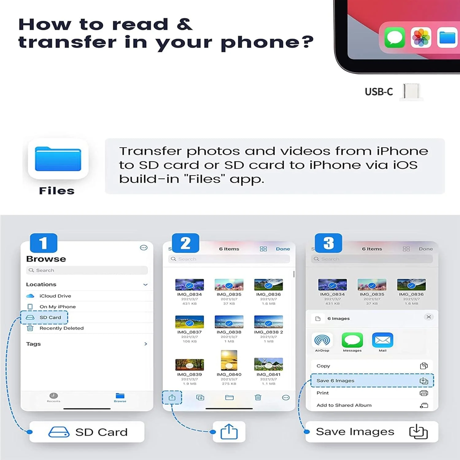 کارت خوان حافظه 5 در 1 KASTWAVE، آداپتور USB OTG و کارت خوان SD برای آیفون/آیپد، دستگاه USB C و USB A، آداپتور OTG برای SD/Micro SD/SDHC/SDXC/MMC کارت خوان حافظه 5 در 1 KASTWAVE، آداپتور USB OTG و کارت خوان SD برای آیفون/آیپد، دستگاه USB C و USB A، آداپتور OTG برای SD/Micro SD/SDHC/SDXC/MMC