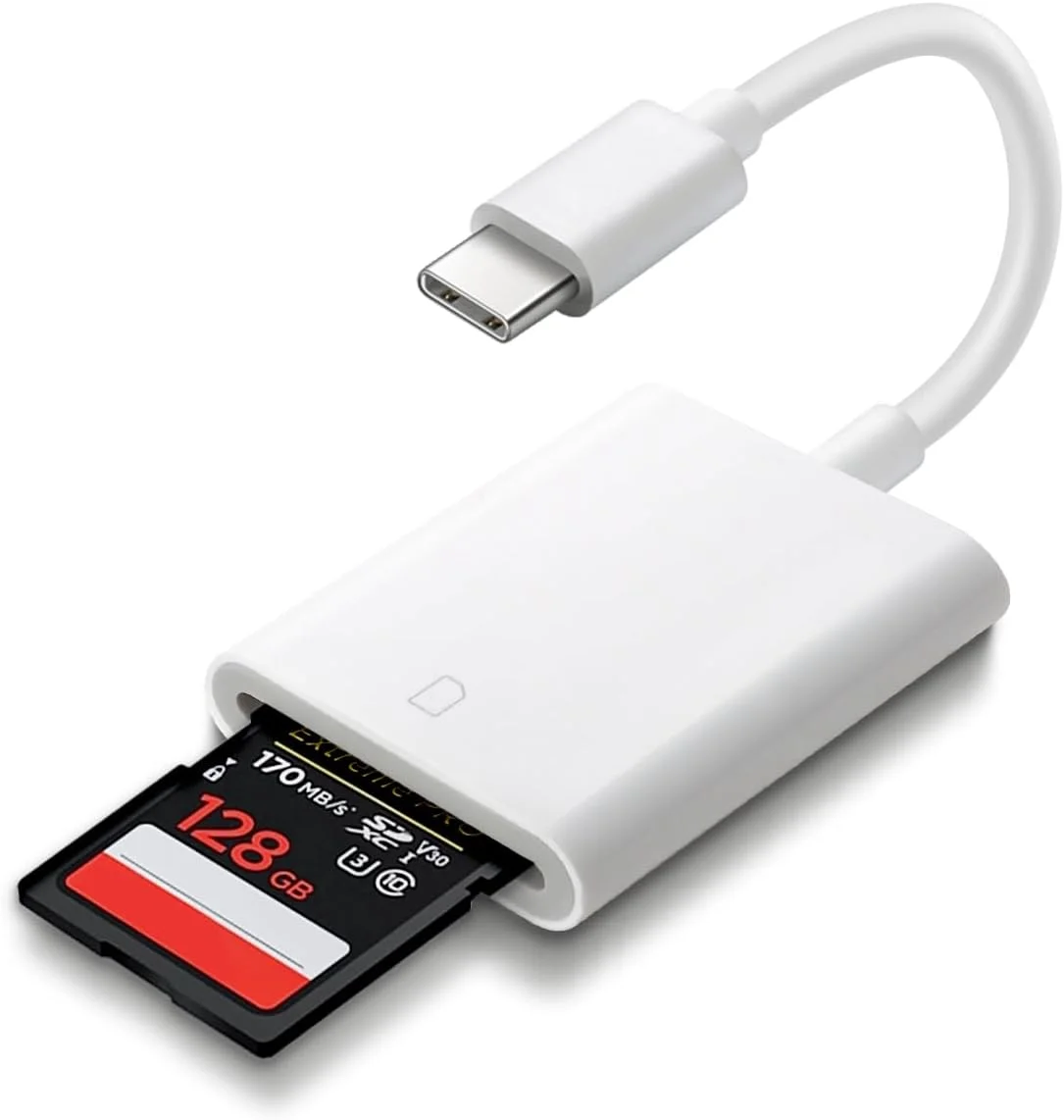 آداپتور کارت خوان حافظه USB-C به SD مدل T Tersely، سازگار با آیفون 17/16/15 پرو/مکس/پلاس، مک بوک پرو ایر 2025-2016، M2 M3 مک/آیپد پرو ایر/سرفیس، سامسونگ S25/S24/S23/Ultra/Plus، گوگل پیکسل